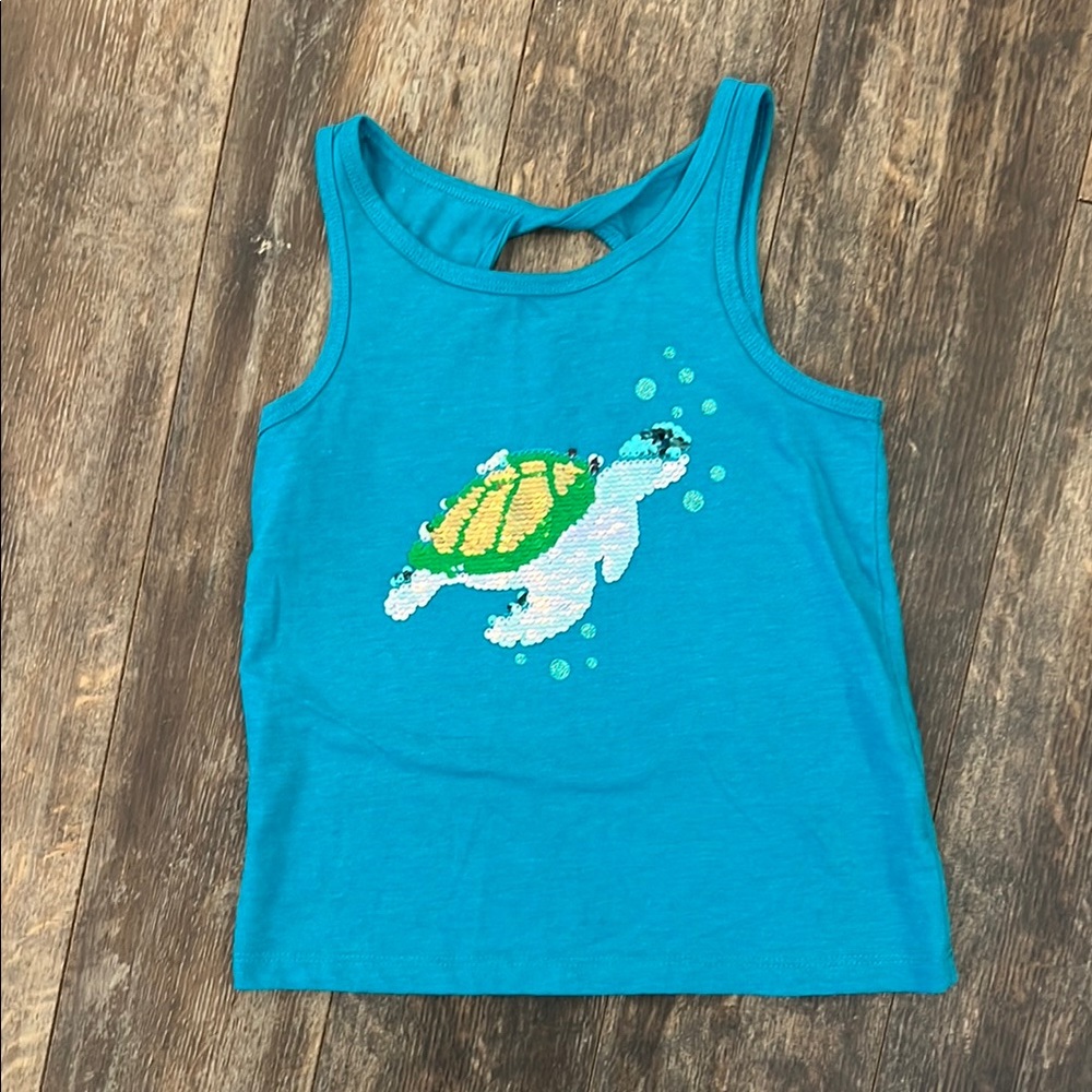 Cat and Jack- Kids Blue Tank Top with Turtle Design